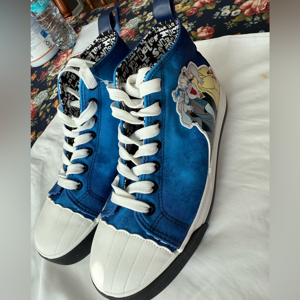 DISNEY VILLAINS Blue High-Top Sneakers with Villain Design Great Condition
